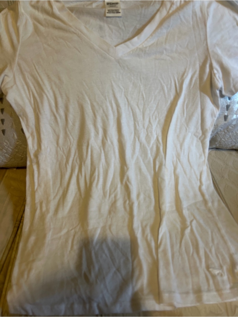 PINK Victoria's Secret White V-Neck Short Sleeve Tee